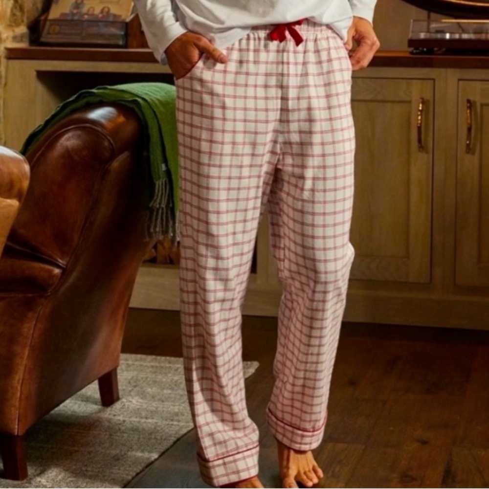 LAKE Men’s Flannel Piped Pants in Scarlet Windowpane Small